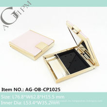 Rectangular compacto polvo compacto caso polvo envase con espejo AG-OB-CP1025, empaquetado cosmético de AGPM, colores/insignia de encargo